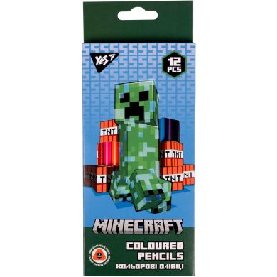 Олівці кольорові YES 12 кольорів Minecraft 290701