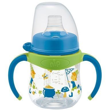 Поїльник Nip Trainer cup з широкою горловиною 150 мл+м'який носик(Система Actiflex),(силікон) NIP 35057, Блакитний