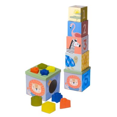 Розвиваючий сортер-пірамідка колекції Саванна Кубики Африка Taf Toys 12725