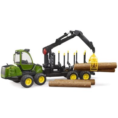 Трактор Bruder John Deere 1210E с прицепом, с манипулятором и брёвнами 2133