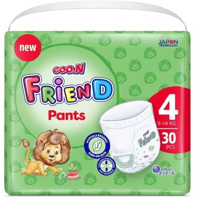Трусики-підгузки GOO N FRIEND для дітей 9-14 кг (розмір 4, унісекс, 30 шт) GOO N FRIEND F1010117-001, L