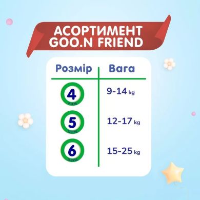 Трусики-підгузки GOO N FRIEND для дітей 9-14 кг (розмір 4, унісекс, 30 шт) GOO N FRIEND F1010117-001, L