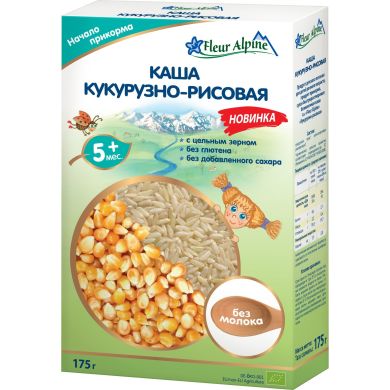 Дитяча безмолочна каша Fleur Alpine Organic Кукурудзяно рисова 175 г 4006303005663