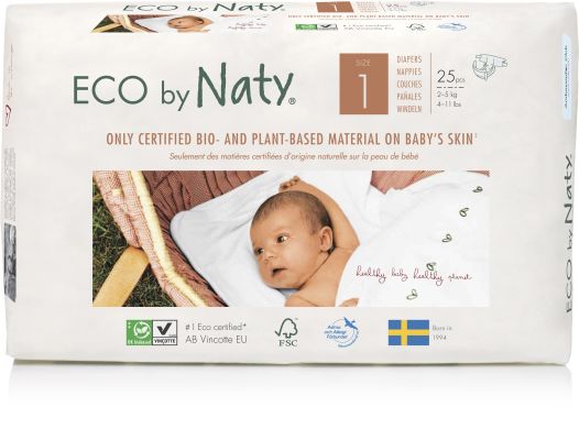 Одноразові дитячі підгузки Eco By Naty розмір 1, 25 шт 178358 7330933178358, S