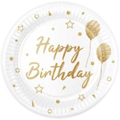 Набір тарілок паперових Happy Birthday кульки і зірочки на білому 10 шт/уп 7038-0092