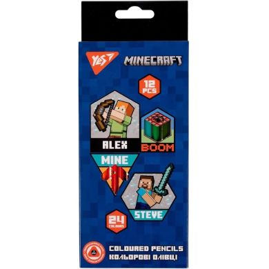 Олівці кольорові YES 12/24 кол. Minecraft 290702