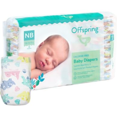 Подгузники Offspring размер NB, до 4 кг, 56 шт, Диноленд DP-OI-FAT-NB56P-DNL, NB-S