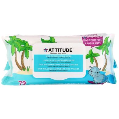 Серветки вологі для дітей Attitude 72 шт Attitude 626232170009