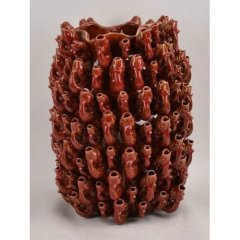 Ваза красно-оранжевая керамическая FISH, D25x32,5см Fancy home collection 270-620