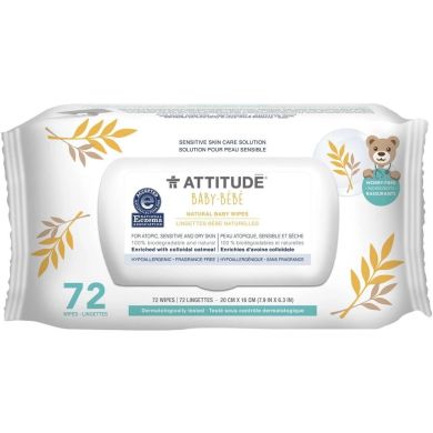 Серветки вологі для дітей з чутливою шкірою Attitude 72 шт Attitude 626232607000