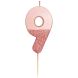 Свічка святкова WE HEART цифра 9, рожеве золото з блискітками Talking Tables BDAY-CANDLE-RG-9