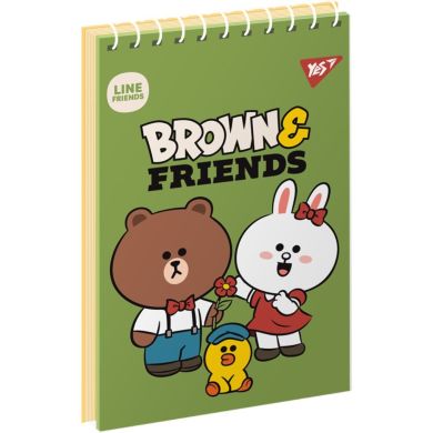 Зошит для записів YES А7/80 од.спіраль Line Friends 151968