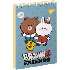 Зошит для записів YES А7/80 од.спіраль Line Friends 151968