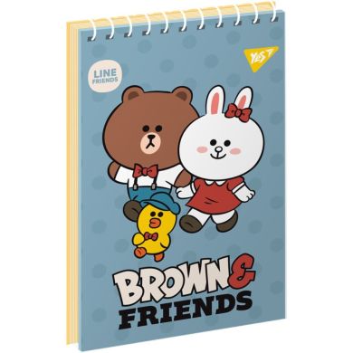 Зошит для записів YES А7/80 од.спіраль Line Friends 151968