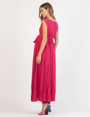 Длинное Платье для беременных Attesa с плиссированной юбкой и тканевым поясом L 0256