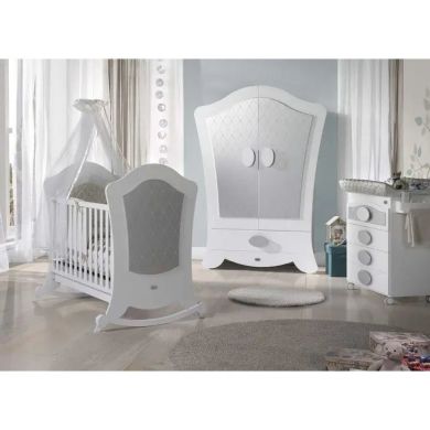 Ліжечко дитяче Alexa Relax 120x60 см, white-silver, колір білий (сріблястий), МДФ/бук Micuna ALEXA RELAX
