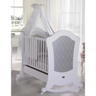 Ліжечко дитяче Alexa Relax 120x60 см, white-silver, колір білий (сріблястий), МДФ/бук Micuna ALEXA RELAX