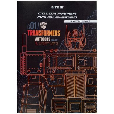 Папір кольор. двостор. (15аркушів/15кол), А4 Transformers TF24-250