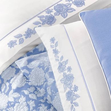 Комплект постельного белья ранфорс Sarev евроразмер Голубой LIZA V2