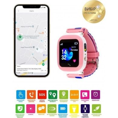 Смарт-годинник AmiGo GO004 Splashproof Camera+LED, Pink GO004