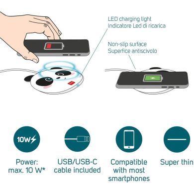 Бездротовий зарядний пристрій для смартфона Super Fast Панда Legami WCHAR0002