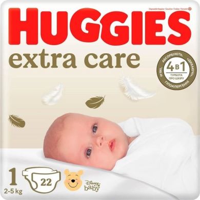 Підгузки Huggies Extra Care 1 2-5 кг 22 шт 2590021 5029053583235, S