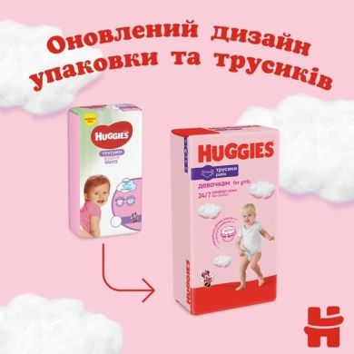 Подгузники-трусики Huggies Pants 5 Girl 12-17 кг 34 шт 5029053564272 2558151/2558571, L