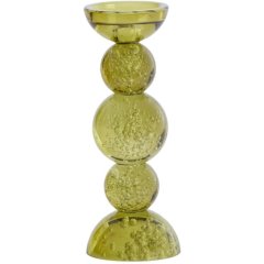Свічник &Oslash;10x26,5 см ITINGA скло бульбашкове оливкове Light&Living 6073981