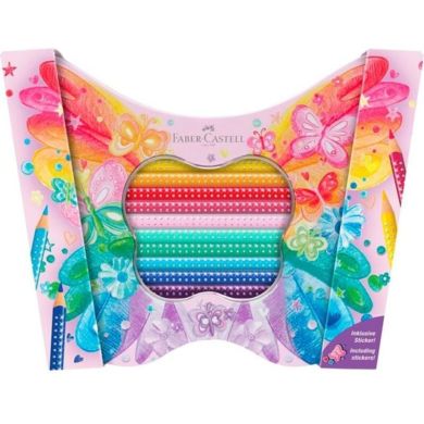Акварельные цветные карандаши Faber-Castell Colour Grip 12 цв. + 8 пастельных карандашей + наклейки 32368 201971