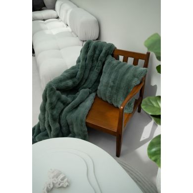Декоративна подушка з хутра кролика, 45x45 см, зелений Tiseco 3531GREENSAGE