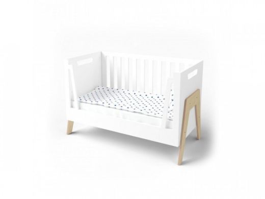 Ліжечко-трансформер для новонародженого IndigoWood Shuttle біла/натуральне дерево 37616