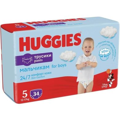 Подгузники-трусики Huggies Pants 5 Boy 12-17 кг 34 шт 2558161/2558581 5029053564289, L