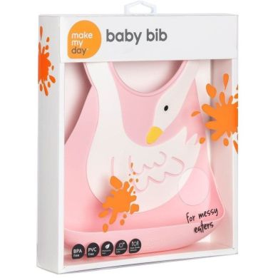 Силиконовый нагрудник Make My Day Baby Bib swan dive розовый BB124, Розовый