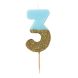 Святкова свічка-номер Talking Tables цифра &laquo;3&raquo; блакитна 1 шт BDAY-CANDLE-BLU-3