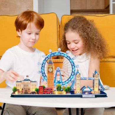 Тривимірна головоломка-конструктор CITY LINE з LED підсвіткою Лондон Cubic Fun L532h
