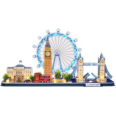 Тривимірна головоломка-конструктор CITY LINE з LED підсвіткою Лондон Cubic Fun L532h