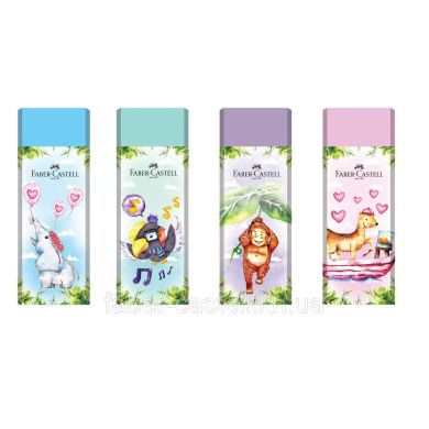Гумка Faber-Castell Pastel Happy Jungle вінілова кольорова в картонному футлярі в асортименті 31353