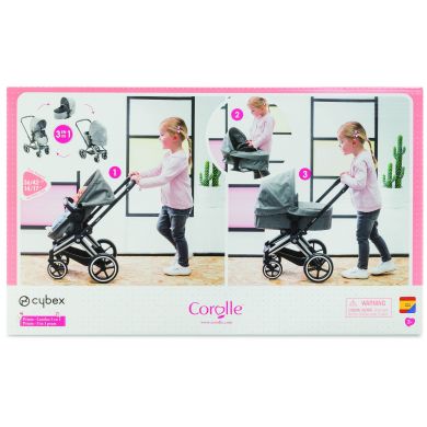 Коляска складана Corolle 3 в 1 Cybex зі знімною люлькою, кошиком, серія 36-42 см, 3+ 9000140770
