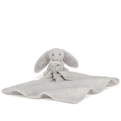 Комфортер-пустушка Сором'язливий срібний зайчик 34х34 см Jellycat (Джеллі кет) Little SO4BS