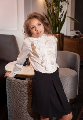 Коттоновая Блуза для девочки детская Miss DM «Эклер» белая 116 Ш-532008