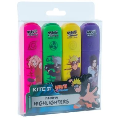 Маркер Highlighter, набор из 4-х цветов, Наруто Kite NR24-444.