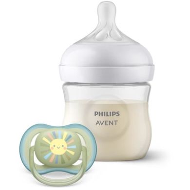 Набір пляшка для годування Avent Natural 125 мл, природній потік + Пустушка Ulta Air 0-6м SCD837/10