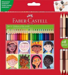 Карандаши цветные Faber-Castell Children of the World 24 цвета трехгранные + 3 двухсторонних круглых 32332 511515