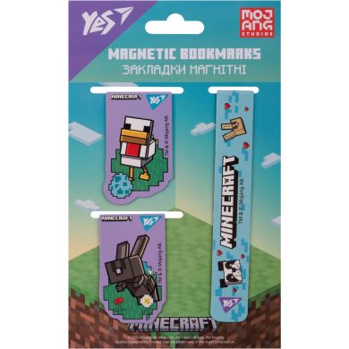 Закладки магнітні Yes Minecraft.Spring, 3 шт, блакитні 708344