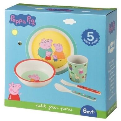 Набір дитячого посуду з 5 предметів у коробці Свинка Пеппа Maison Petit Jour PI701K