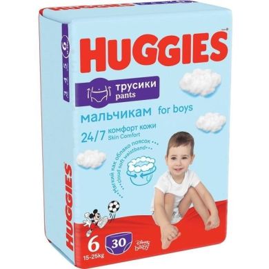 Подгузники-трусики Huggies Pants 6 Boy 17-22 кг 30 шт 2558181/2558641 5029053564302, XXL