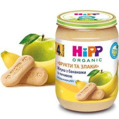 Яблучне пюре HiPP з бананами та печивом &laquo;Фрукти і злаки&raquo; з 4 місяців 190 г 4710 9062300132479
