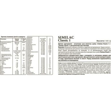 Сухая молочная смесь Similac Classic 1600 г от 0 до 6 месяцев 58841 5391523058841