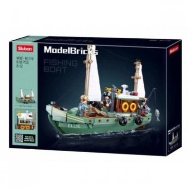Конструктор SLUBAN M38-B1119 Model Bricks: Рибальський човен, 610 деталей