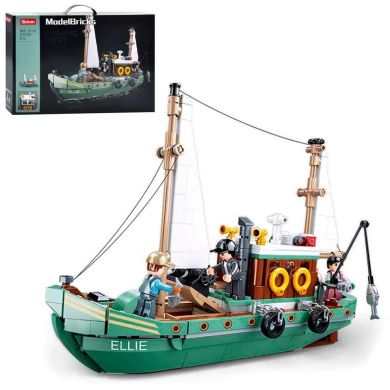 Конструктор SLUBAN M38-B1119 Model Bricks: Рибальський човен, 610 деталей